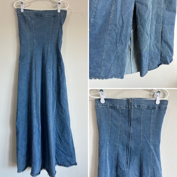 Strapless Denim Maxi Dress 🤩 stunning - Picture 2 of 6